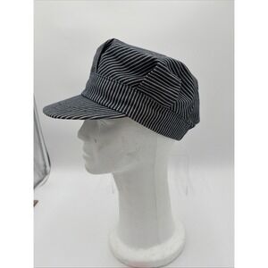 Vtg Conductor Hat Cap SnapBack Kids Hickory Stripe Train Engineer Size Small EUC